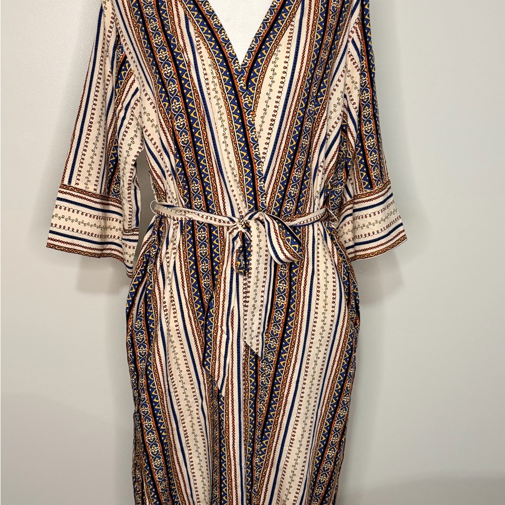 Skies Are Blue Multicolor Patterned Wrap Robe - Picture 2 of 7